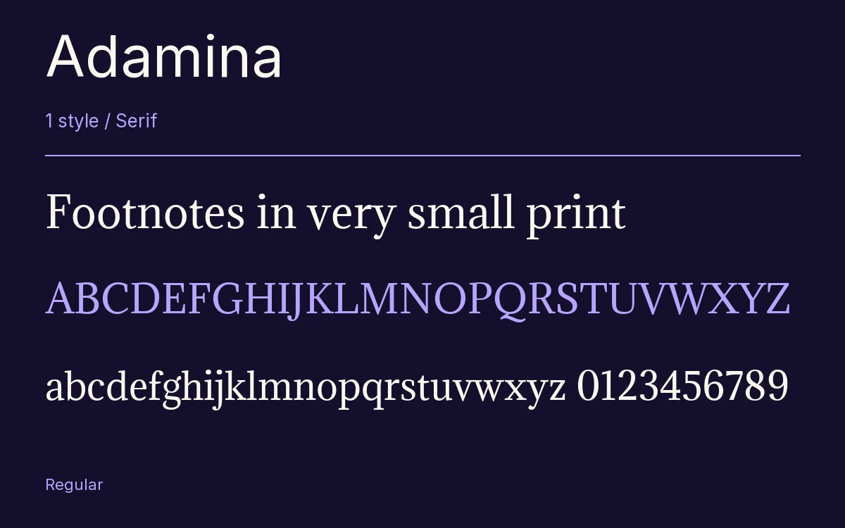 Adamina type specimen with letters and figures