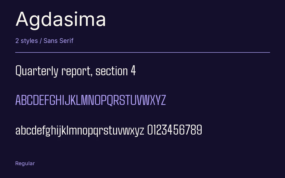 Agdasima type specimen with letters and figures