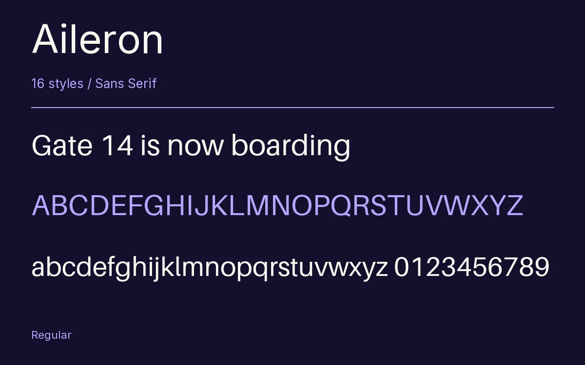 Aileron type specimen with letters and figures