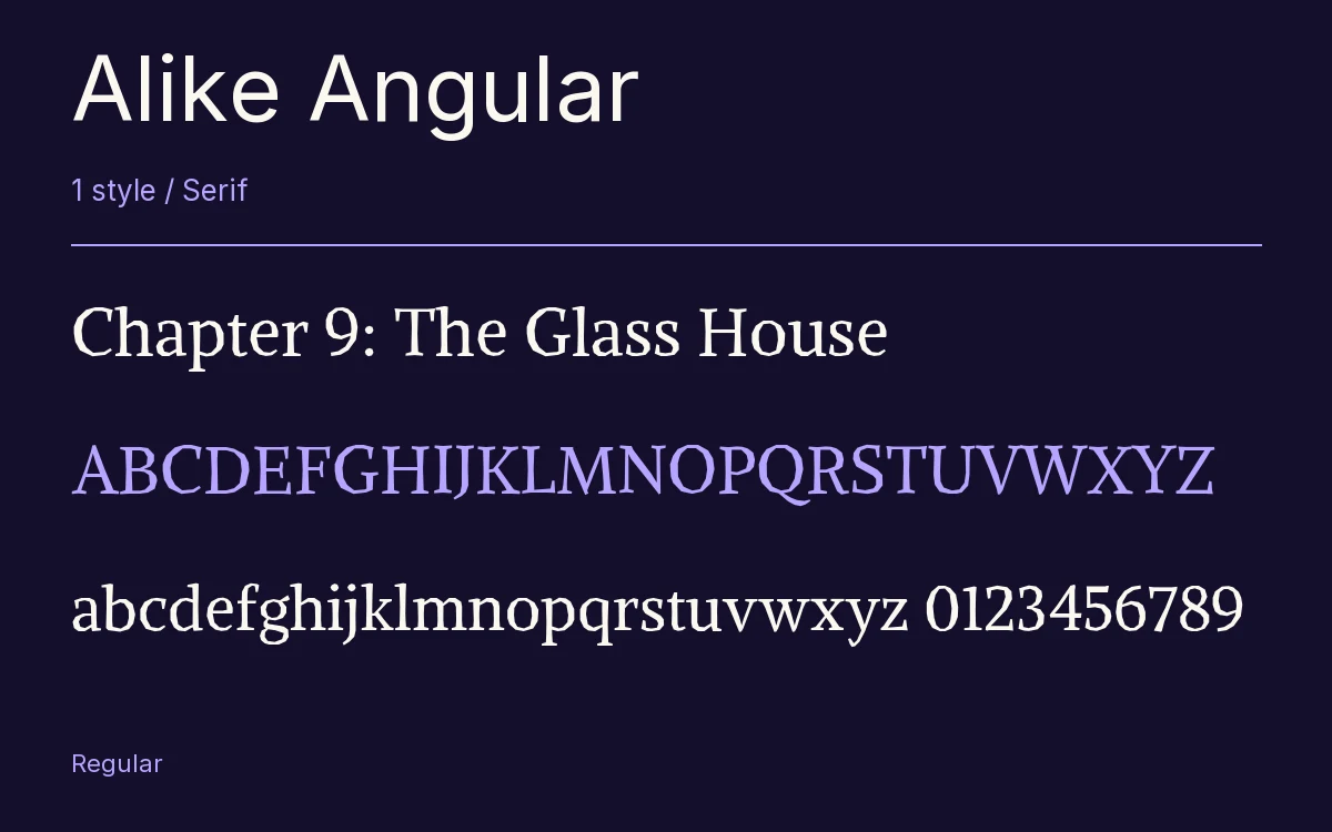 Alike Angular type specimen with letters and figures