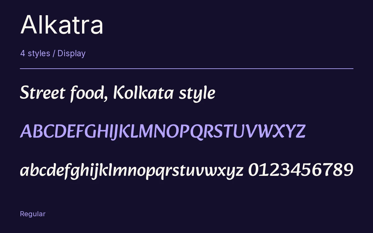 Alkatra type specimen with letters and figures