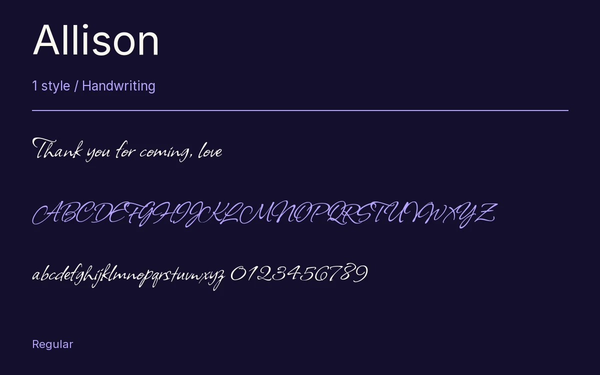 Allison type specimen with letters and figures