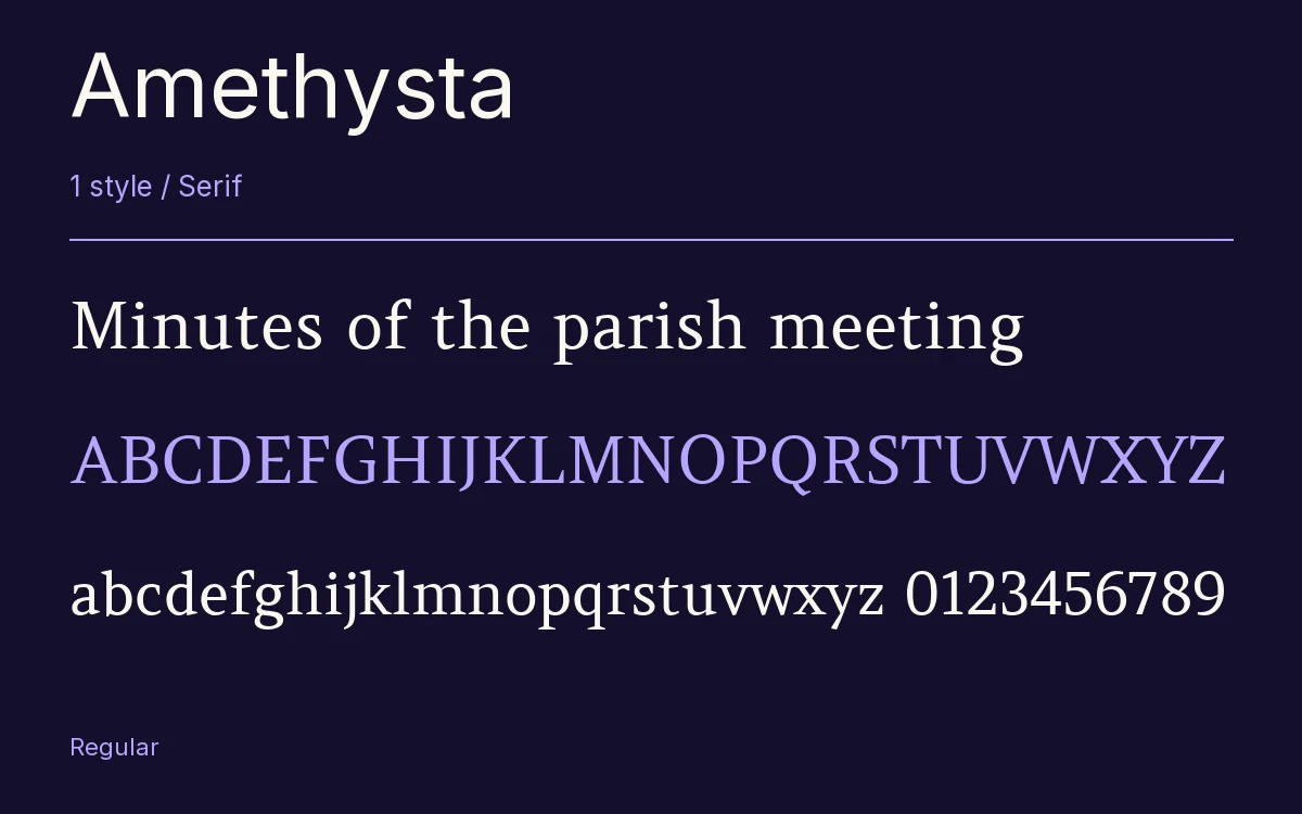 Amethysta type specimen with letters and figures
