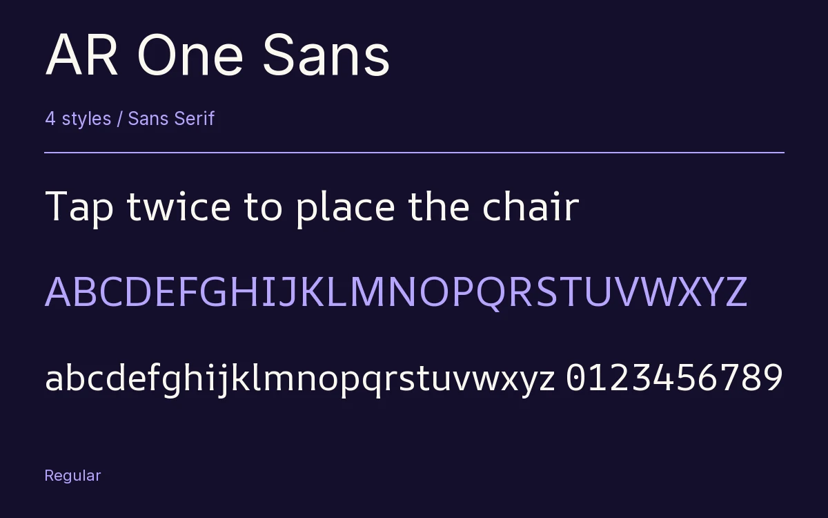 AR One Sans type specimen with letters and figures