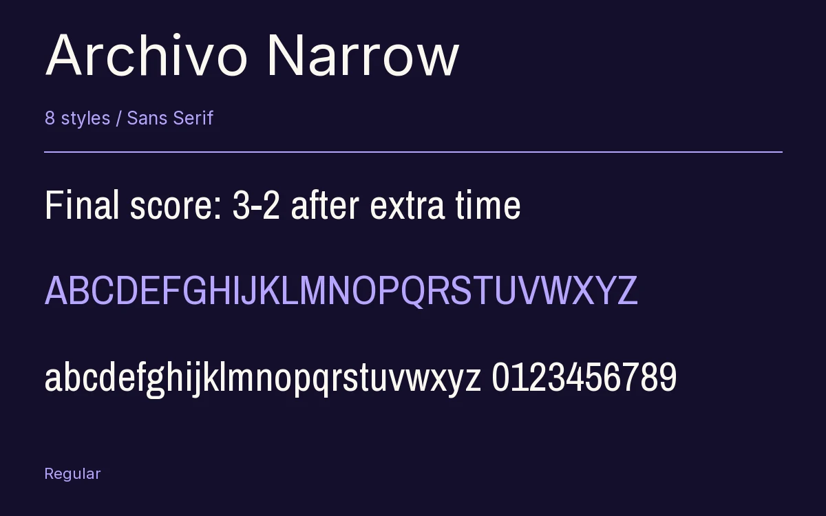 Archivo Narrow type specimen with letters and figures