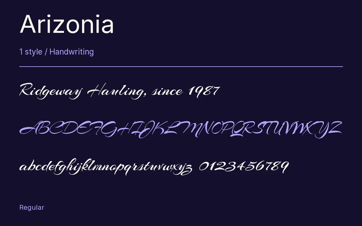 Arizonia type specimen with letters and figures
