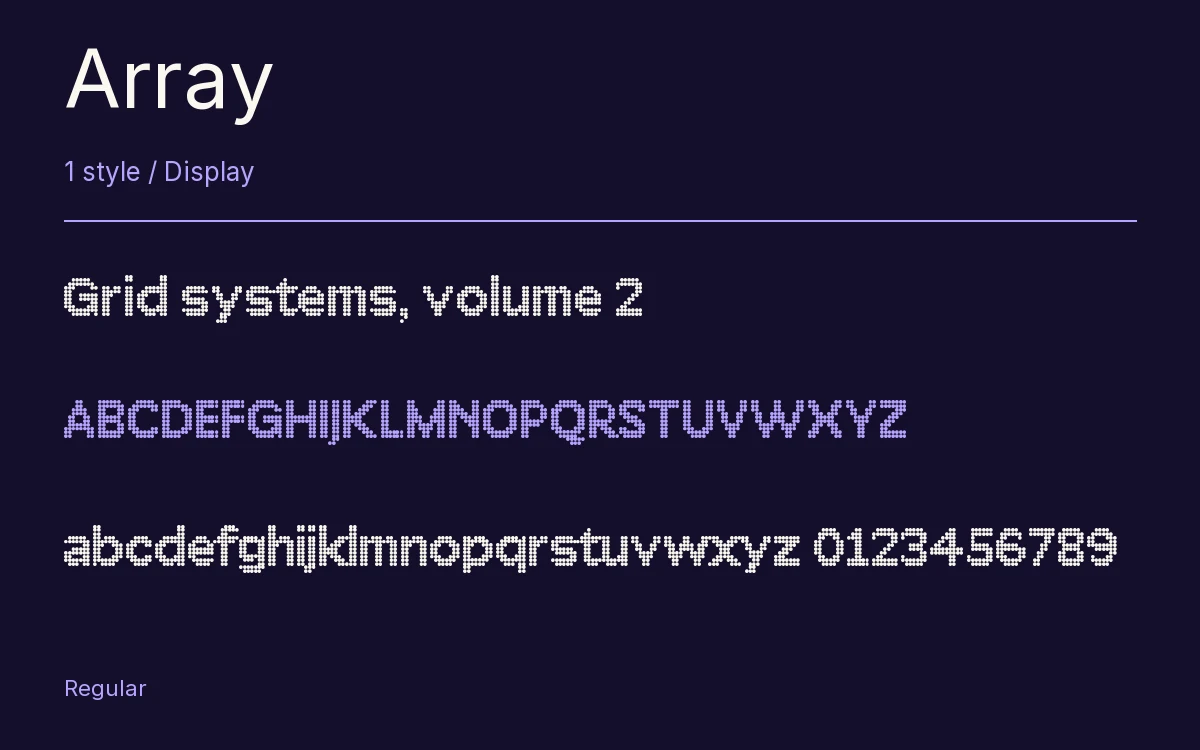 Array type specimen with letters and figures