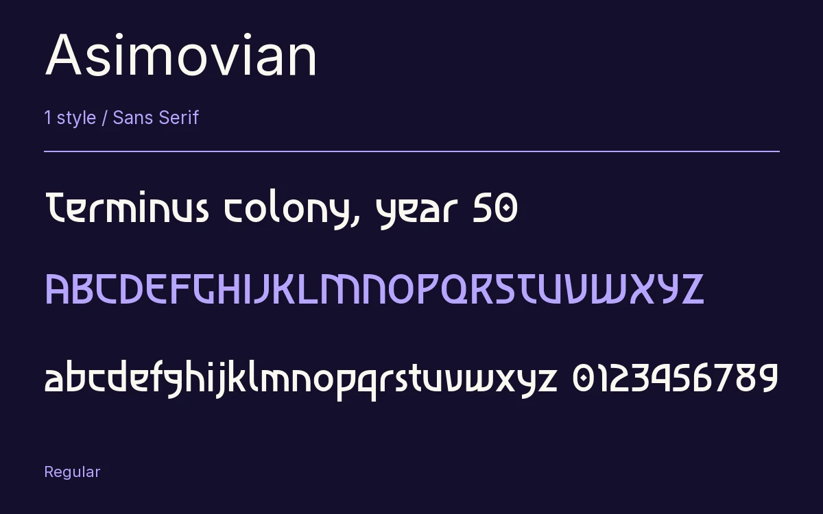 Asimovian type specimen with letters and figures