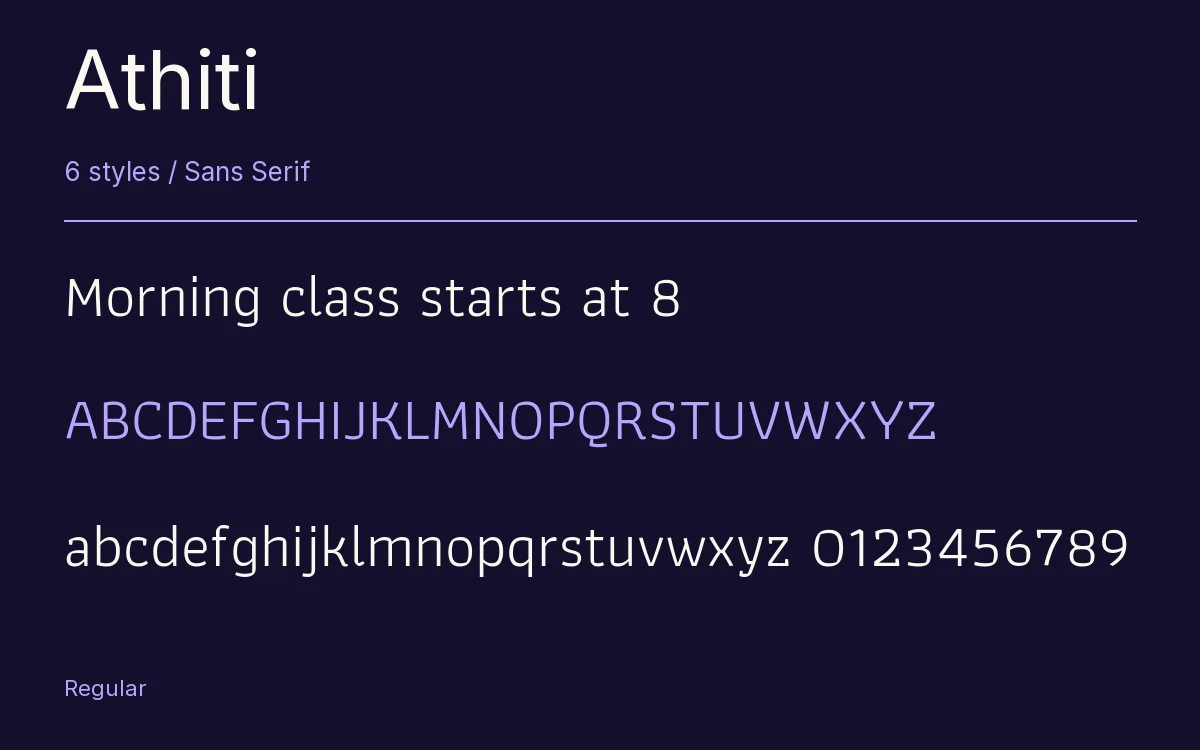 Athiti type specimen with letters and figures