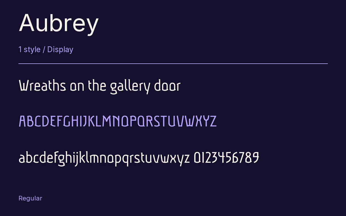 Aubrey type specimen with letters and figures