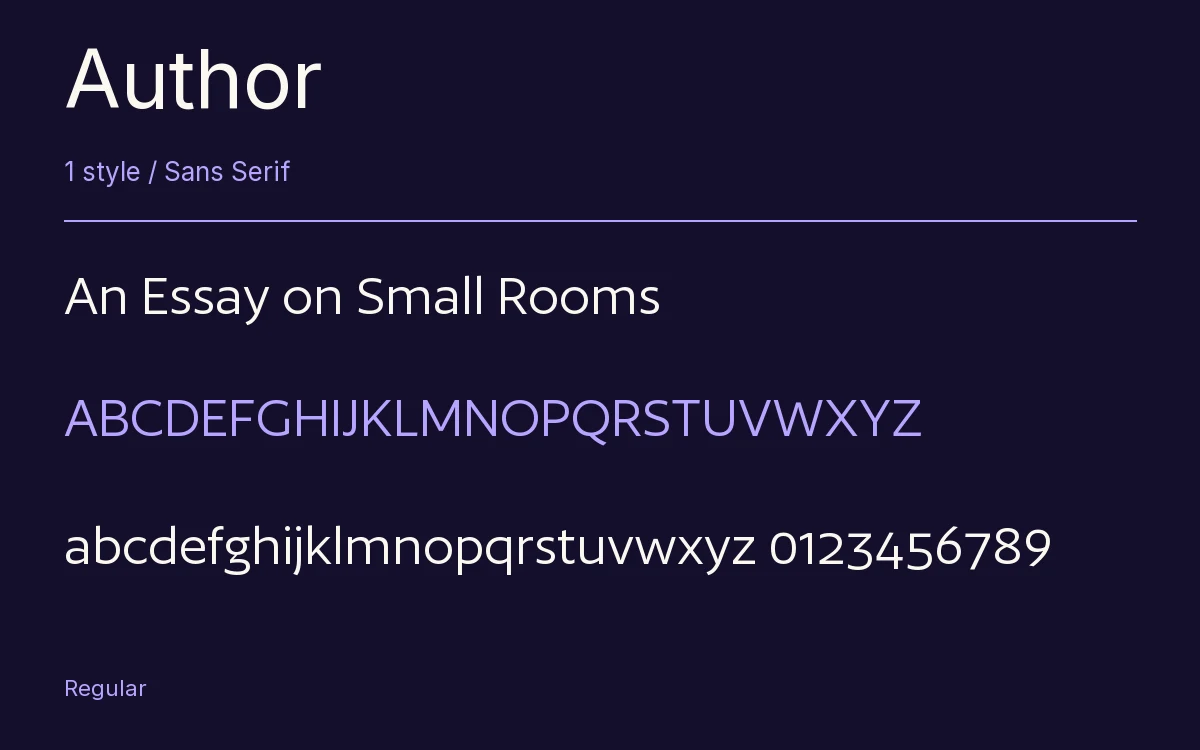 Author type specimen with letters and figures