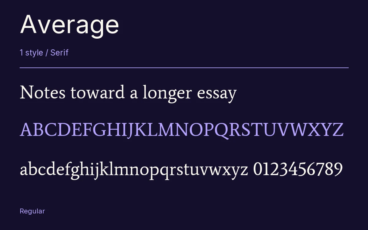Average type specimen with letters and figures