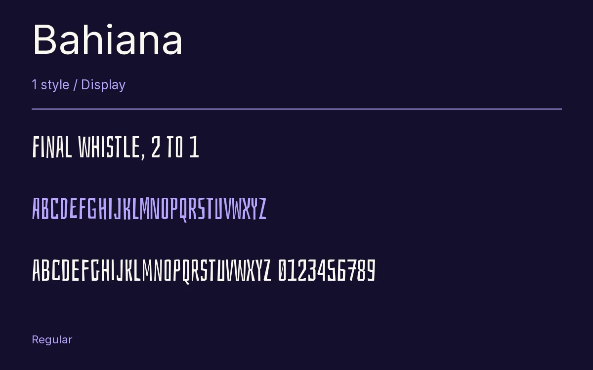 Bahiana type specimen with letters and figures