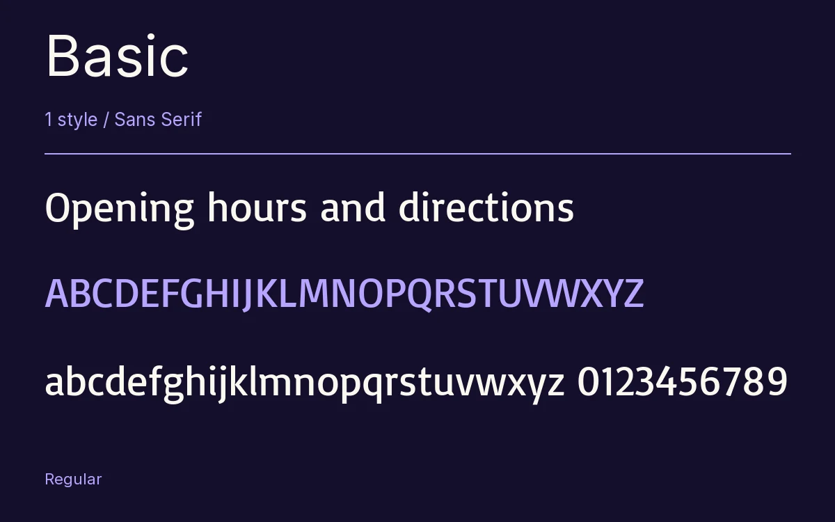 Basic type specimen with letters and figures