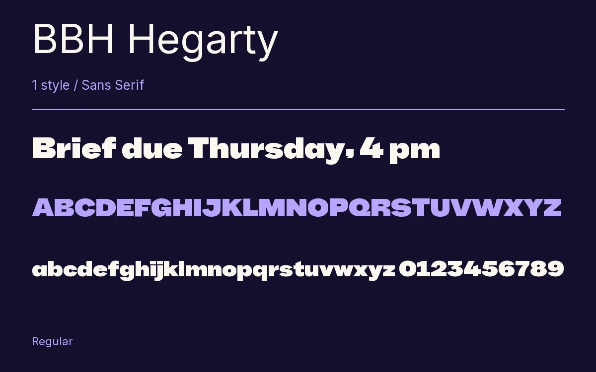 BBH Hegarty type specimen with letters and figures