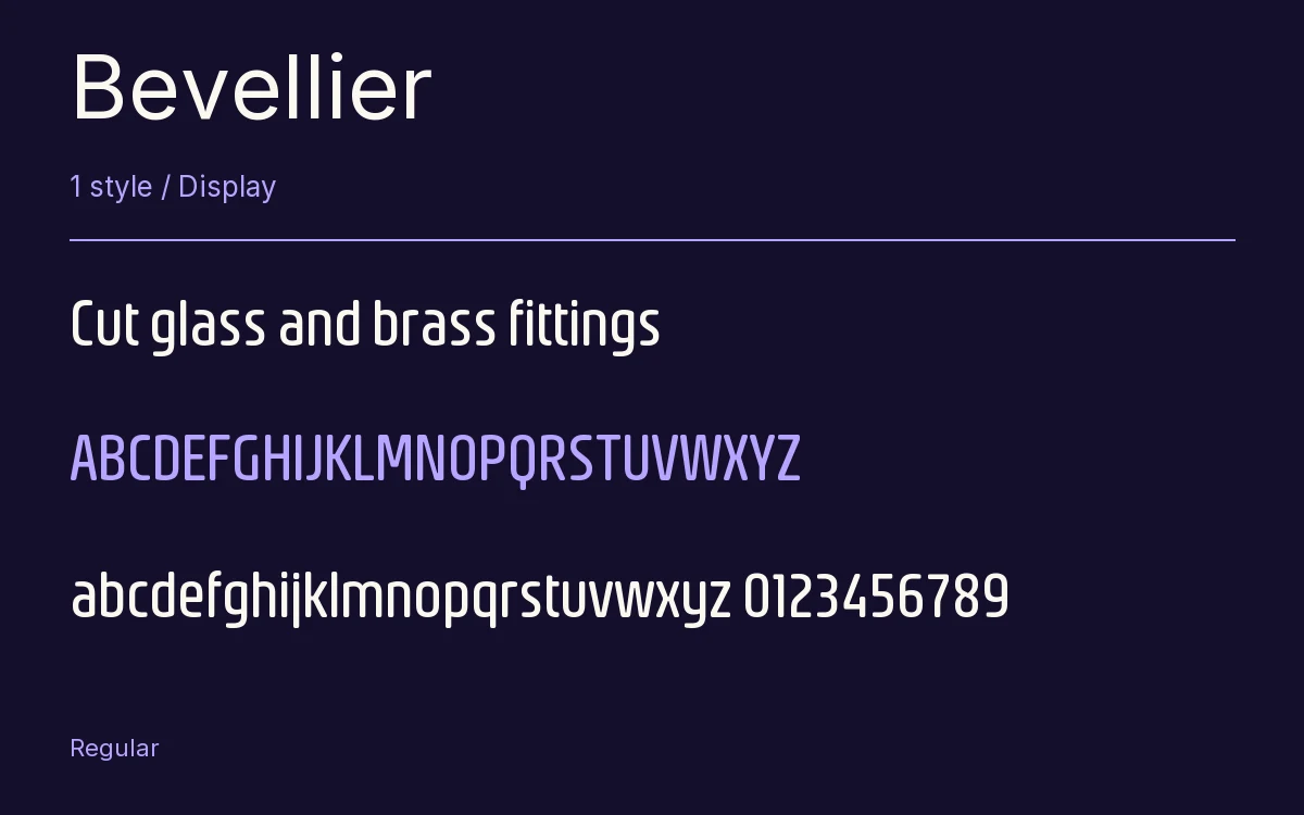 Bevellier type specimen with letters and figures
