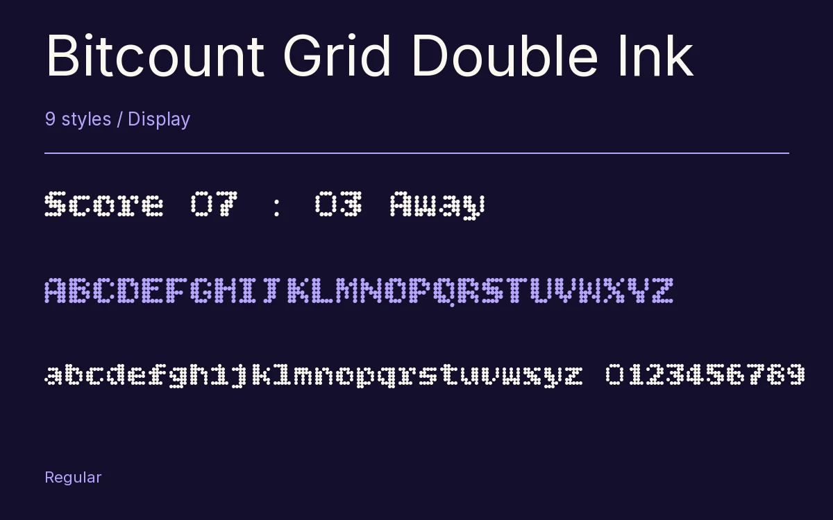 Bitcount Grid Double Ink type specimen with letters and figures