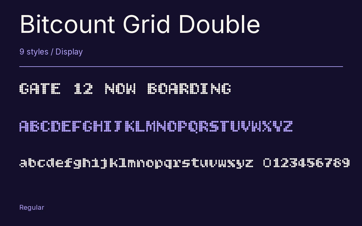 Bitcount Grid Double type specimen with letters and figures