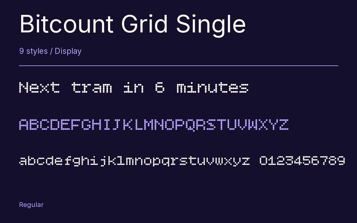 Bitcount Grid Single type specimen with letters and figures