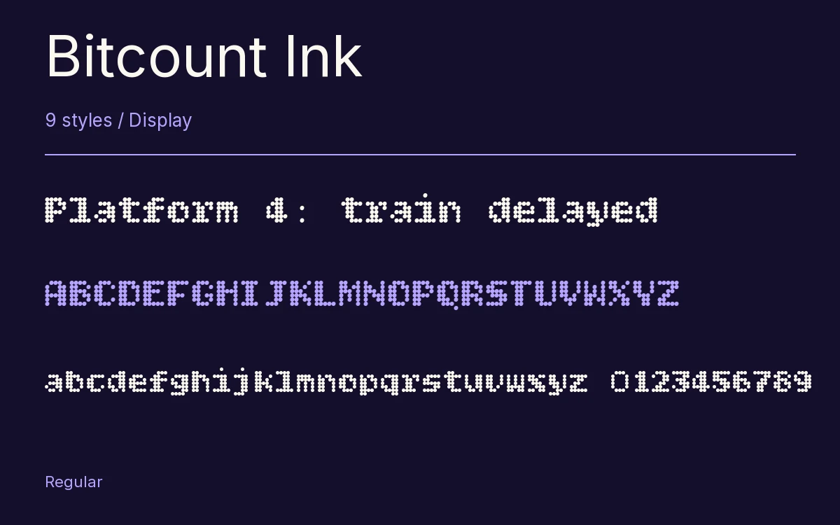 Bitcount Ink type specimen with letters and figures