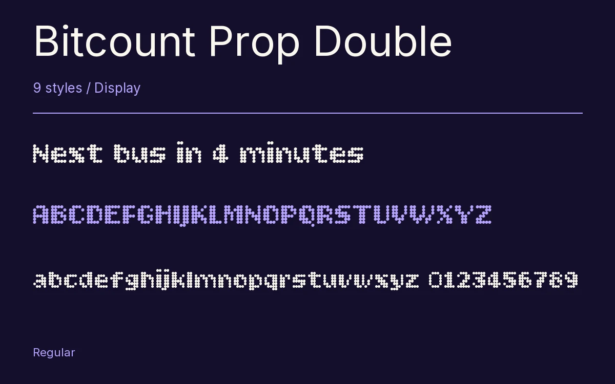 Bitcount Prop Double type specimen with letters and figures