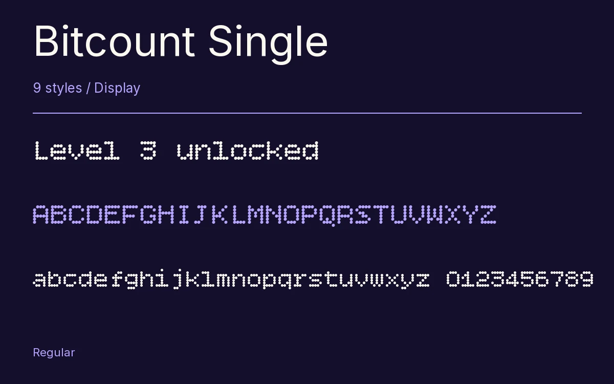 Bitcount Single type specimen with letters and figures
