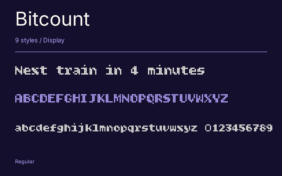 Bitcount type specimen with letters and figures