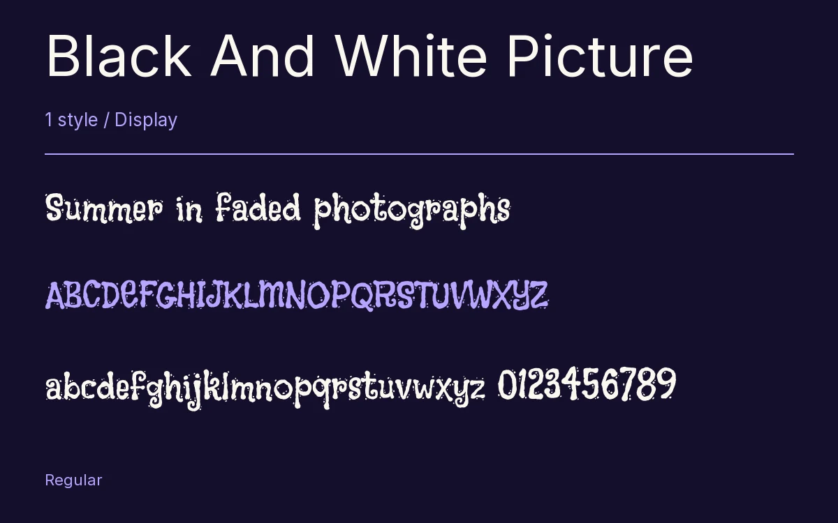 Black And White Picture type specimen with letters and figures