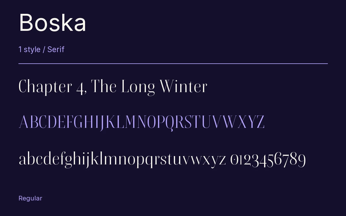 Boska type specimen with letters and figures
