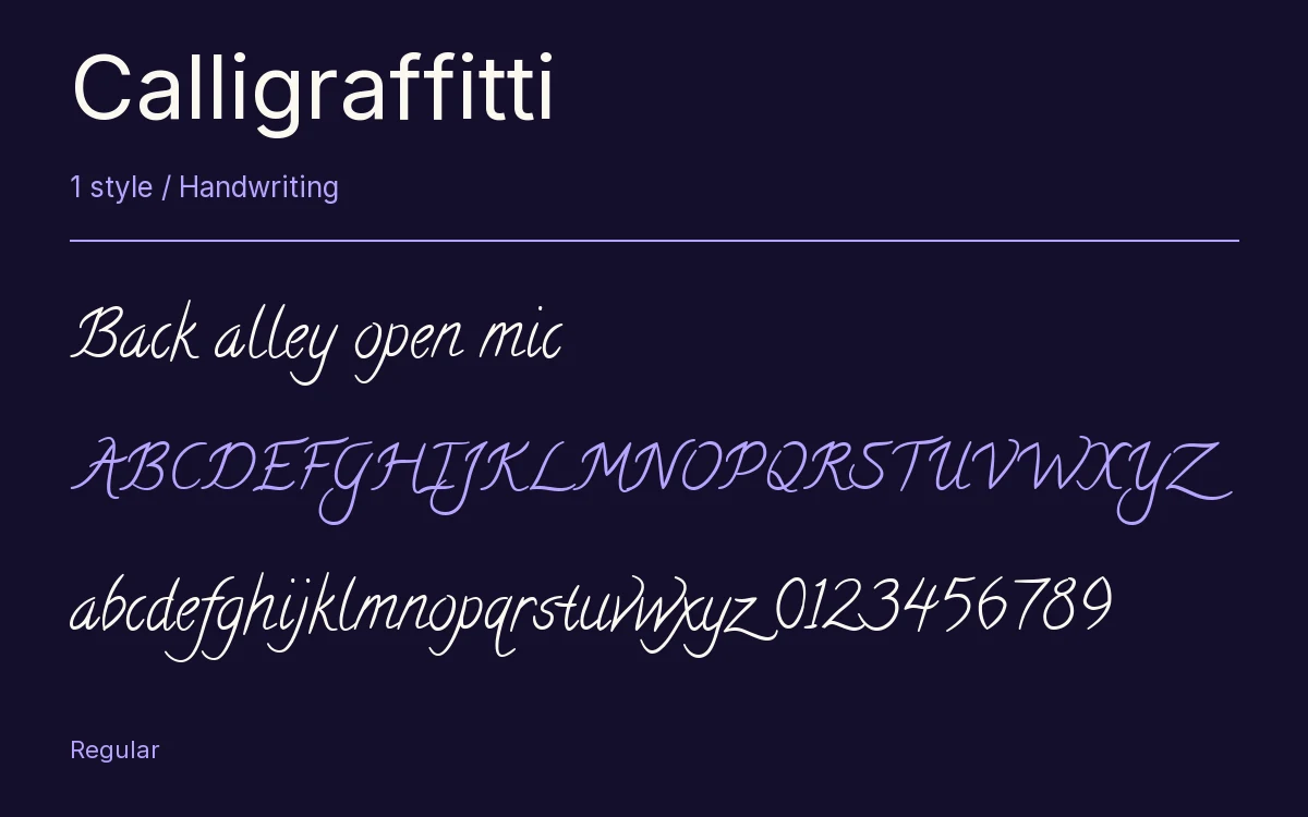 Calligraffitti type specimen with letters and figures
