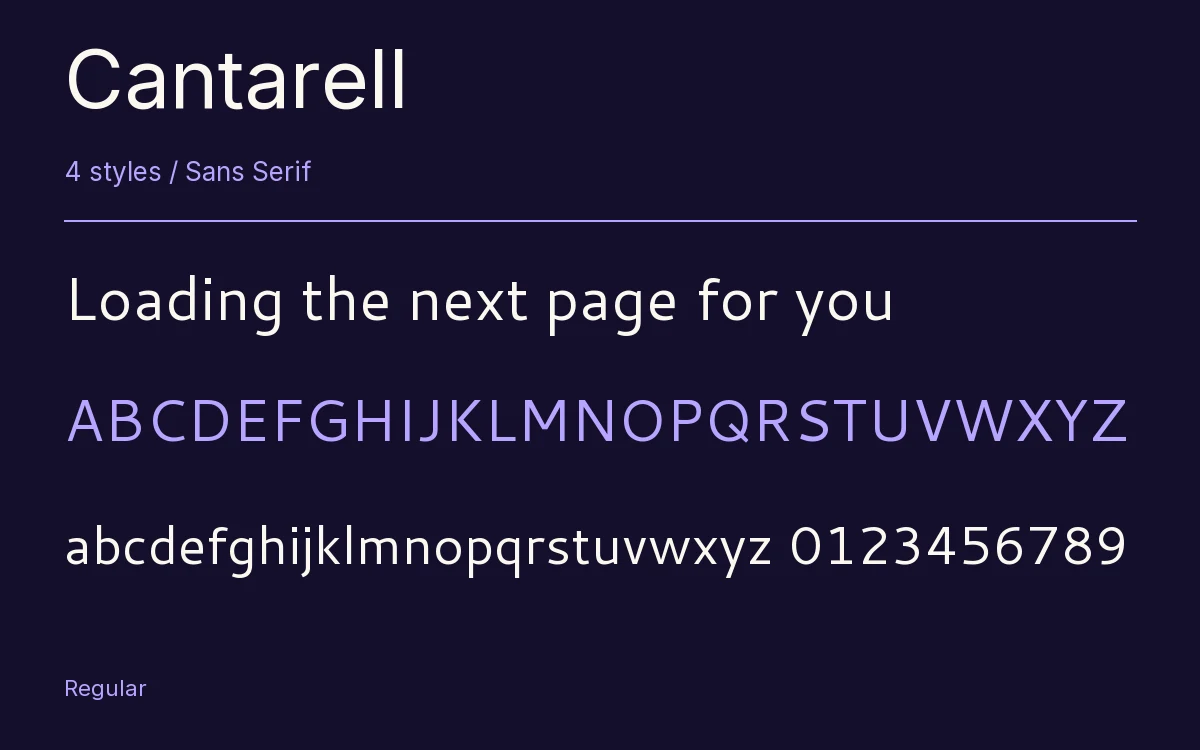 Cantarell type specimen with letters and figures