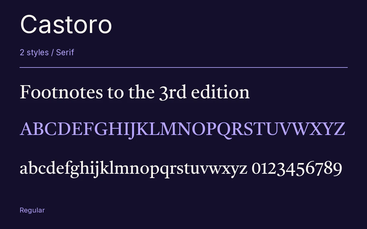 Castoro type specimen with letters and figures