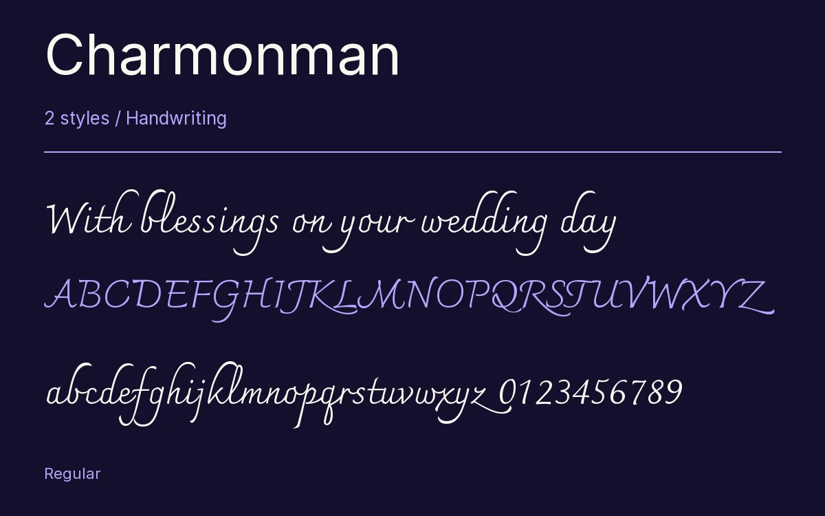 Charmonman type specimen with letters and figures