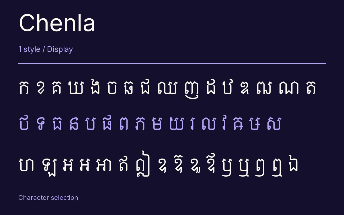 Chenla type specimen with letters and figures