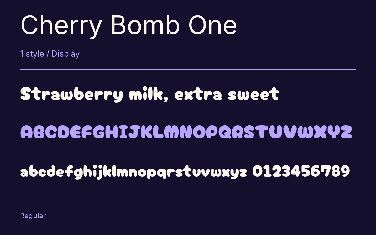 Cherry Bomb One type specimen with letters and figures