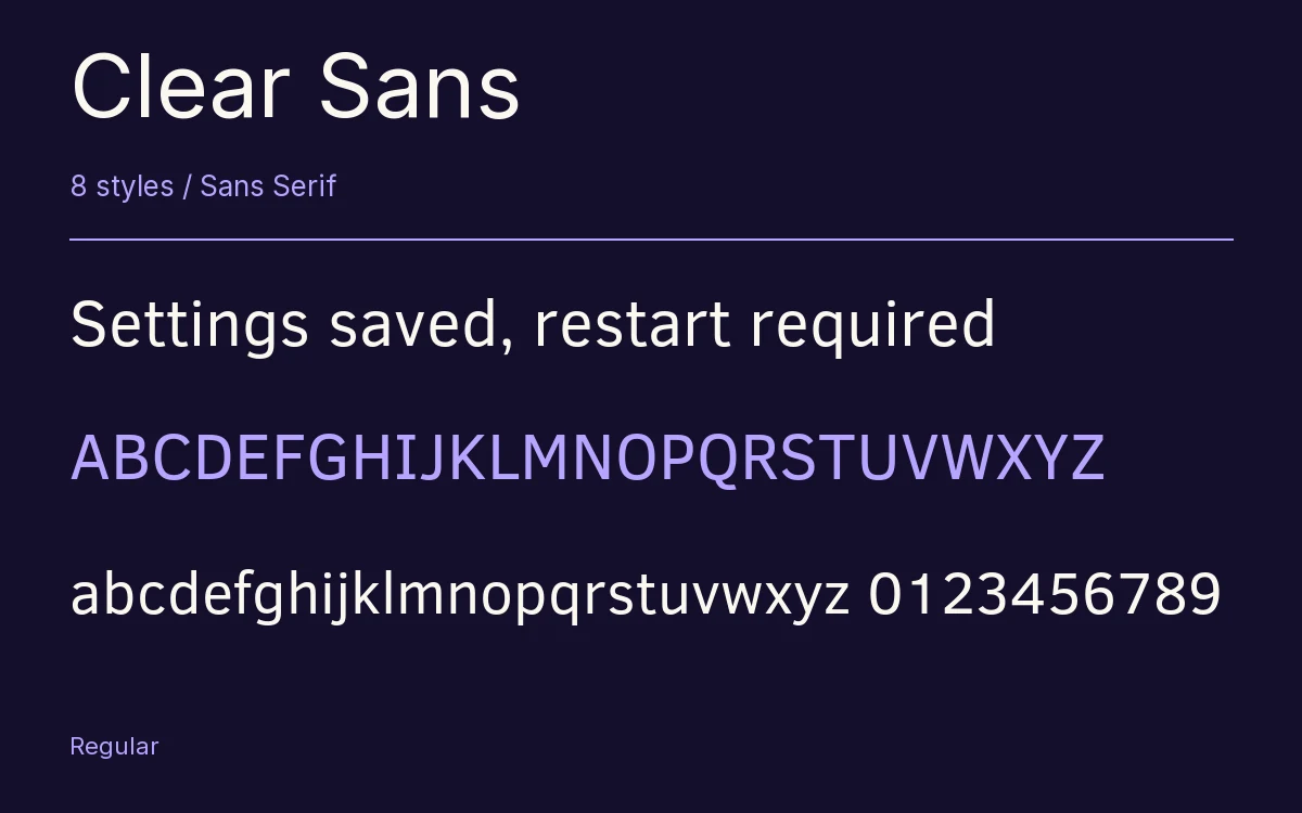 Clear Sans type specimen with letters and figures