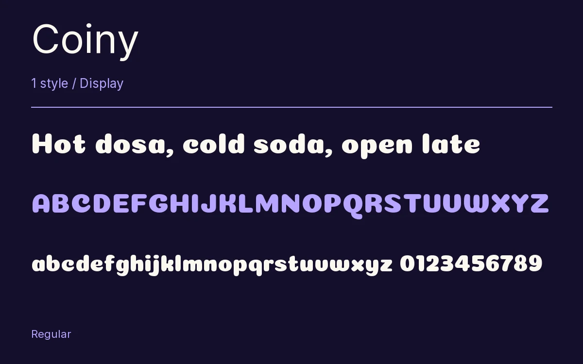 Coiny type specimen with letters and figures