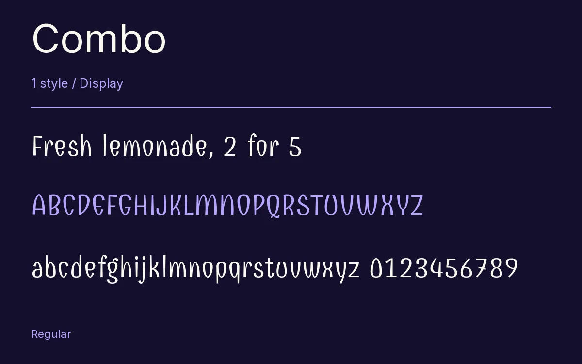 Combo type specimen with letters and figures