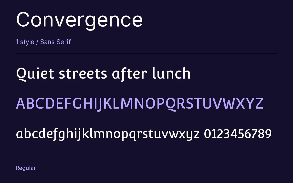 Convergence type specimen with letters and figures