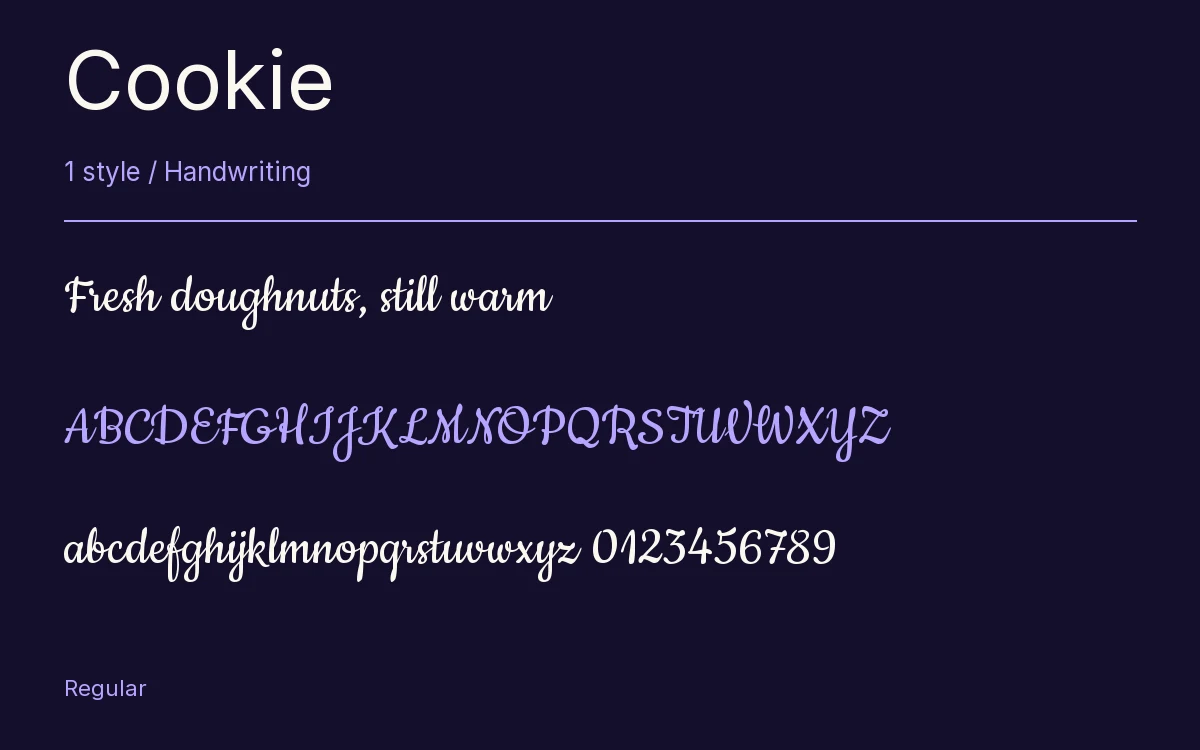 Cookie type specimen with letters and figures