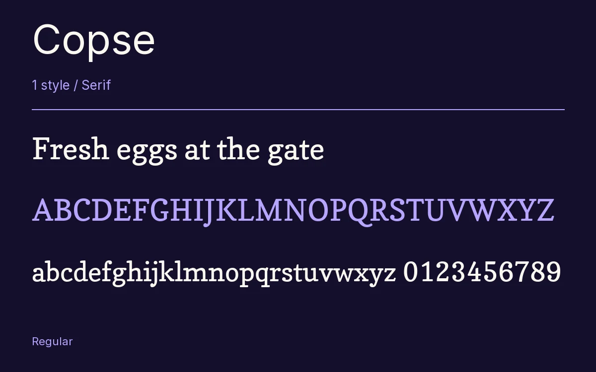 Copse type specimen with letters and figures