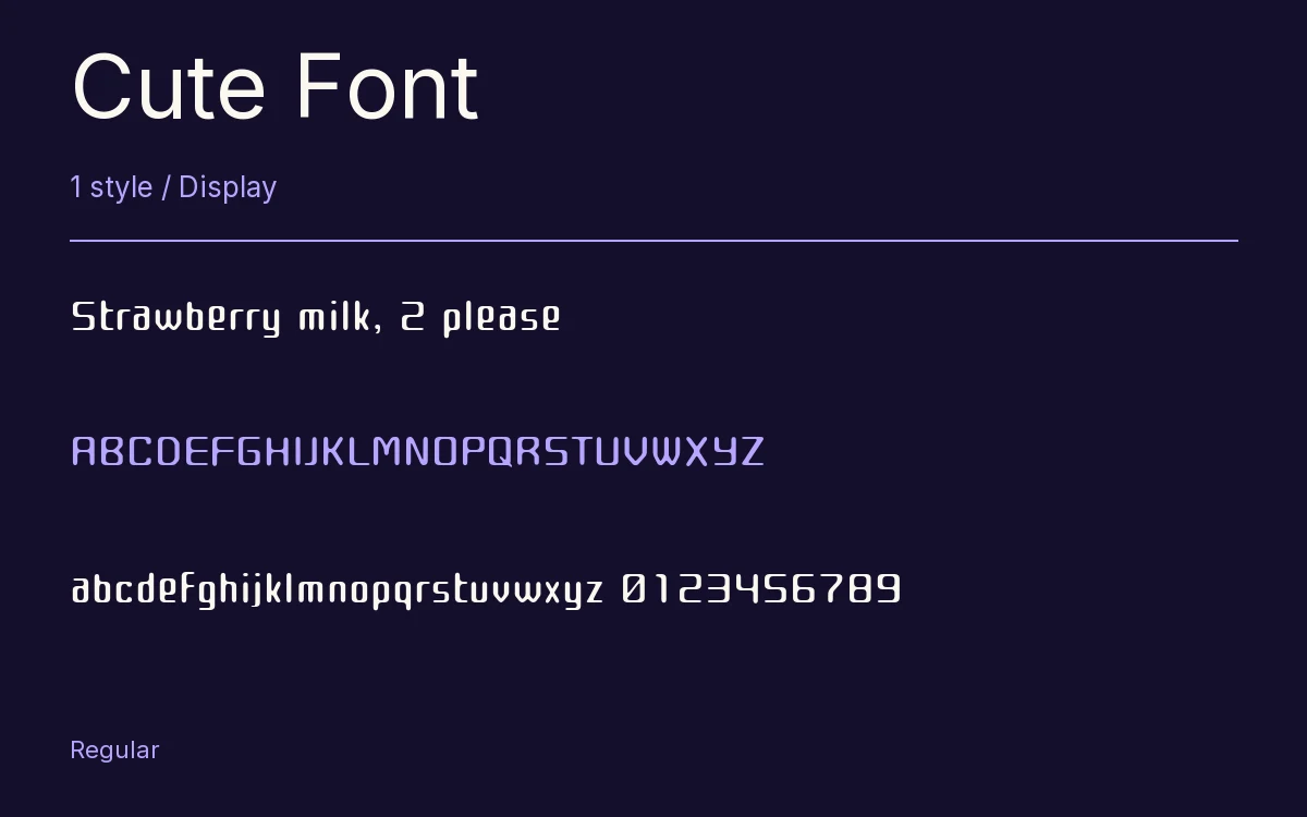Cute Font type specimen with letters and figures