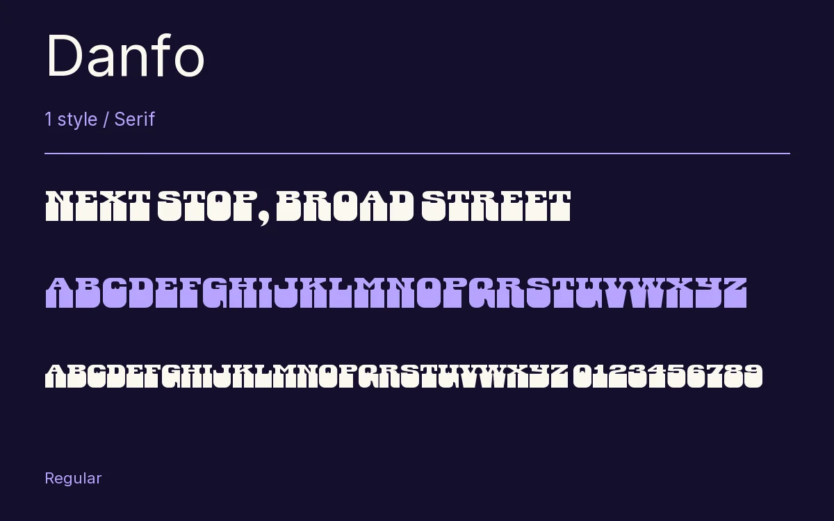 Danfo type specimen with letters and figures