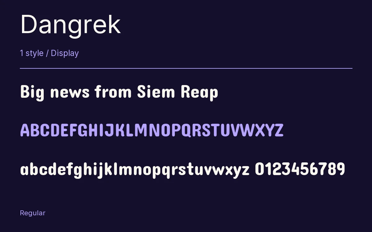 Dangrek type specimen with letters and figures