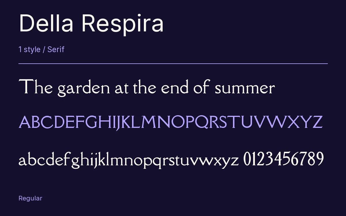 Della Respira type specimen with letters and figures