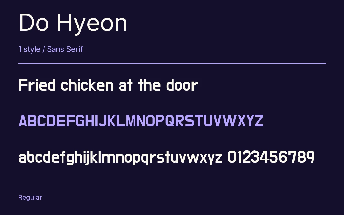Do Hyeon type specimen with letters and figures