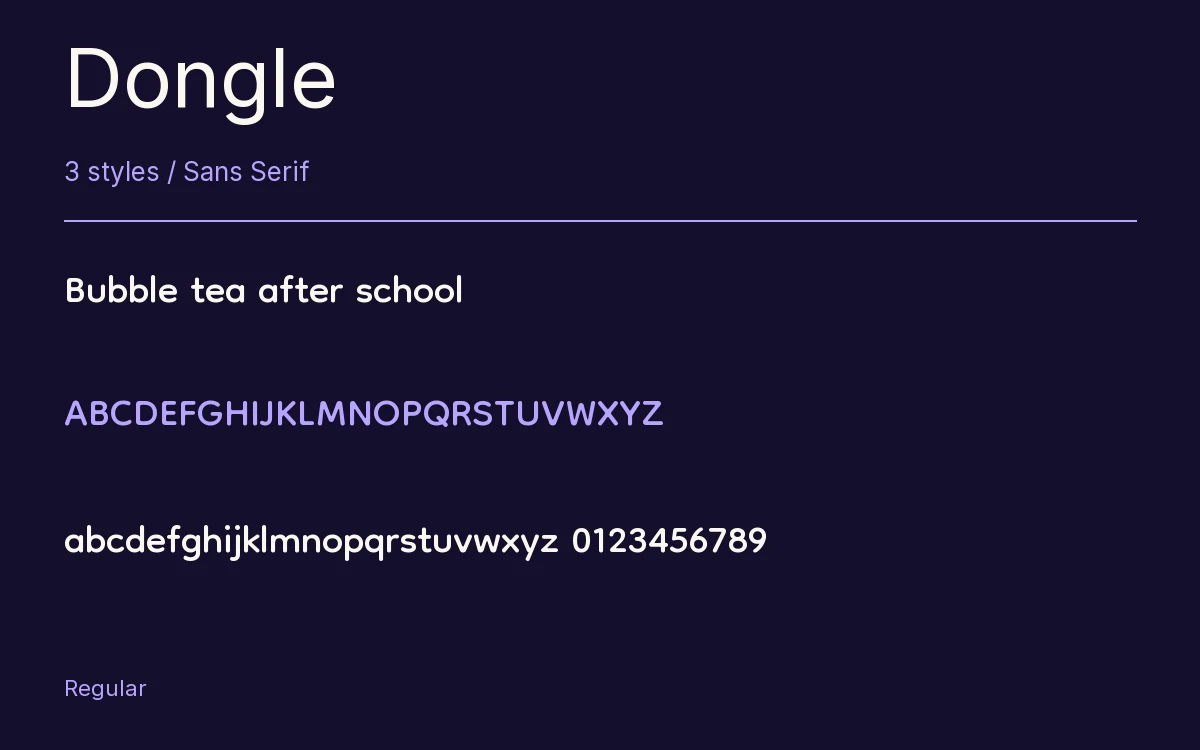 Dongle type specimen with letters and figures
