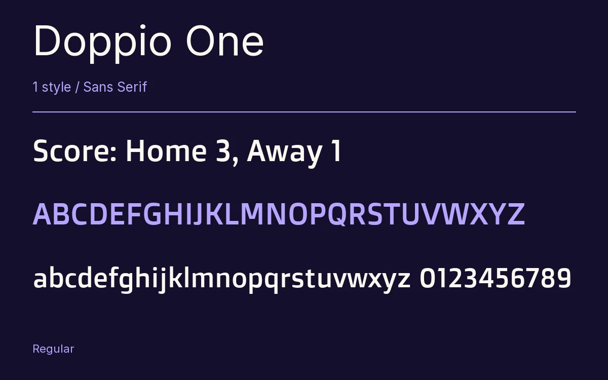 Doppio One type specimen with letters and figures