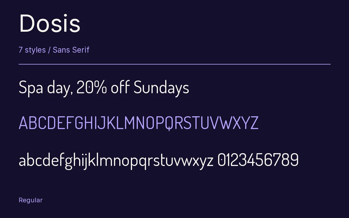 Dosis type specimen with letters and figures