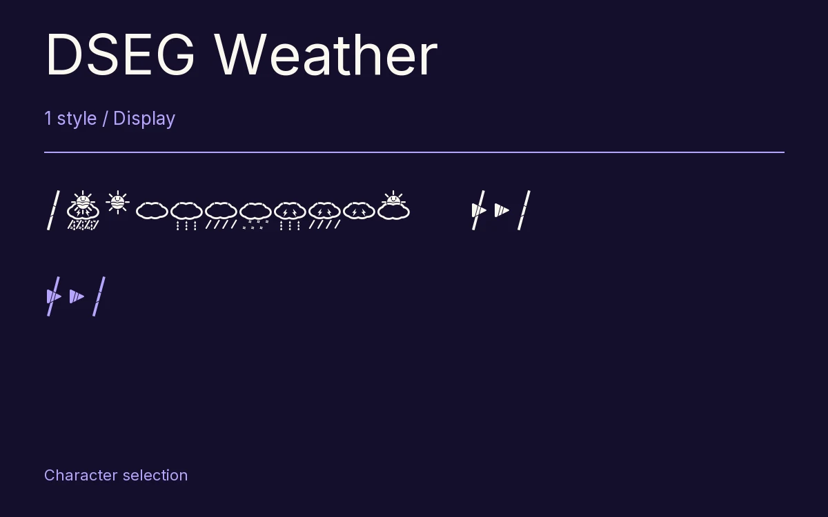 DSEG Weather type specimen with letters and figures